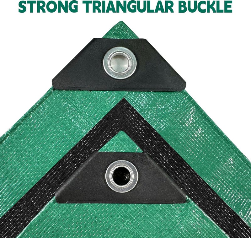 MVPNET Tarp 15x25 ft Heavy Duty 100% Waterproof 10mil,UV Resistant,Durable Grommets and Reinforced Edges Green/Black Tarp for Camping, Swimming Pools,Car Coverage -by - Image 4